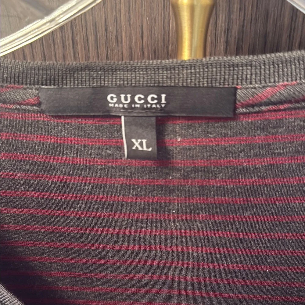 Gucci Striped V-Neck Classic Short Sleeve Shirt